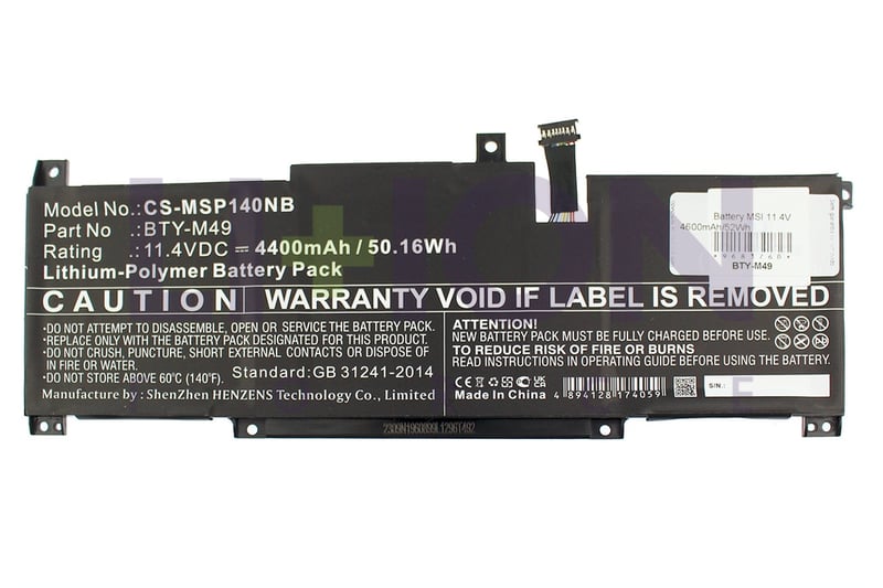 Battery MSI 11.4V 4600mAh/52Wh                              