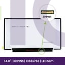 LCD Screen AUO 14" WXGA HD 1366x768 - B140XTN07.8           
