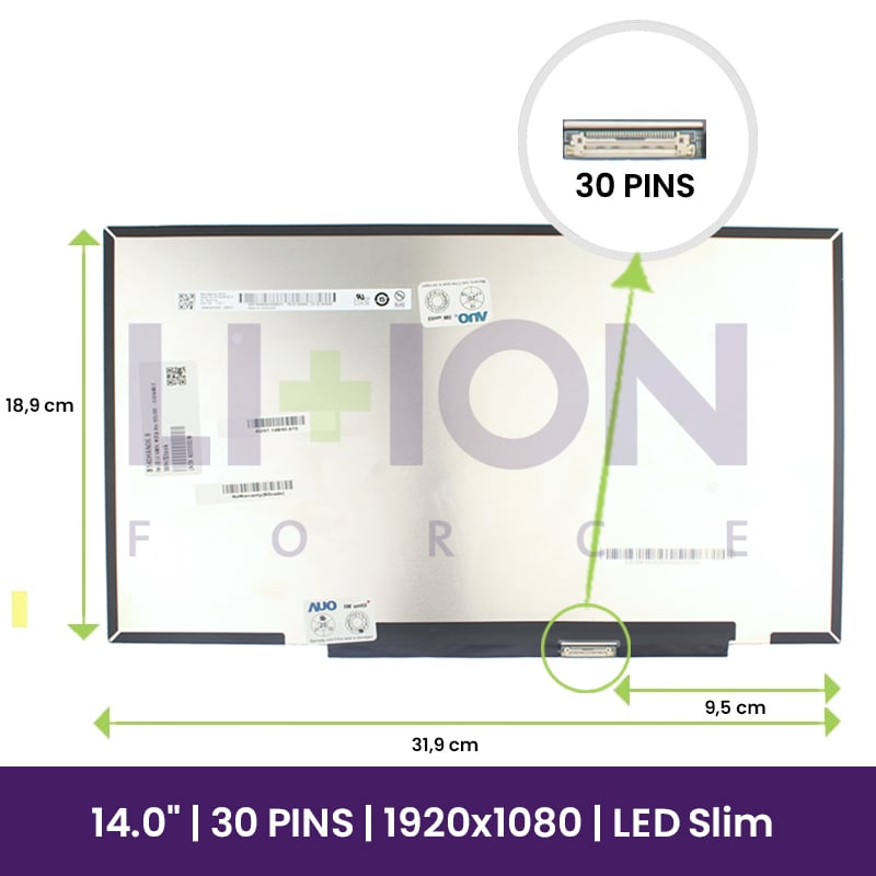 LCD Screen LG 14" WUXGA Slim 1920x1080 - B140HAN06.8        