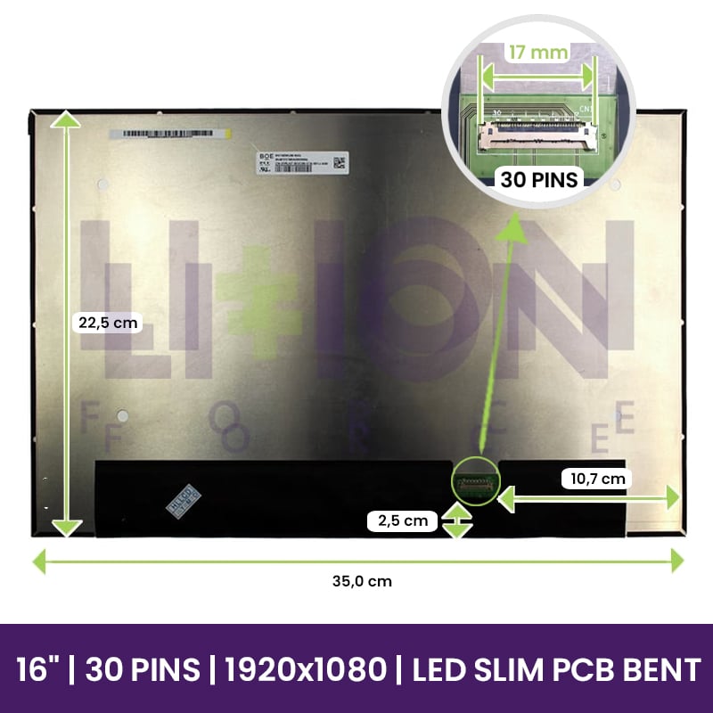 LCD Screen BOE 16" FULLHD 1920x1200 - NV160WUM-N45