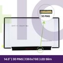 LCD Screen AUO 14" WXGA HD 1366x768 - B140XTN07.8           